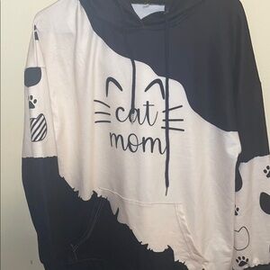 Black and Cream Cat Mom Hoodie